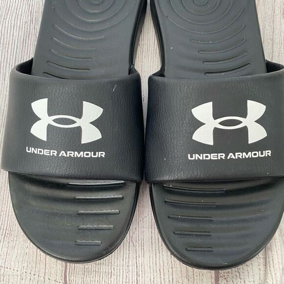 Under Armour men 8 black slides w/ribbed comfort insole - Picture 2 of 5